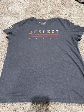 Under Armour Women's 'RESPECT' Graphic Tee - Charcoal with Yellow & Red Accents